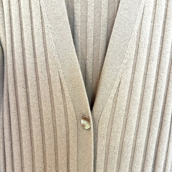 NORDSTROM SIGNATURE Cashmere Blend Cardigan Camel Ribbed Long Size XS - Picture 9 of 12